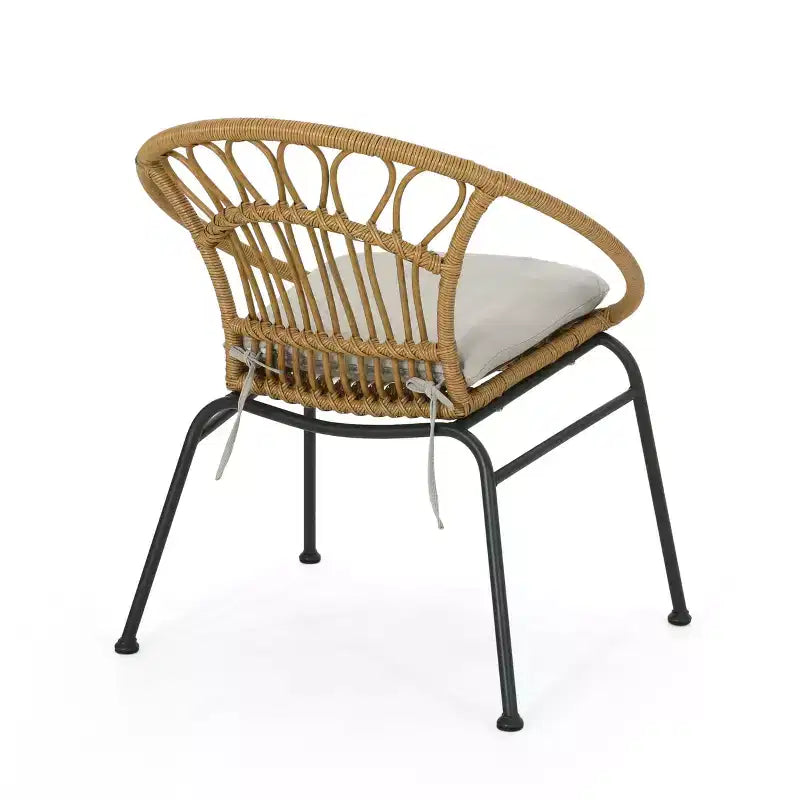 Christopher Knight Home Specter Ensemble de 3 meubles de conversation d'extérieur en osier et verre trempé avec coussins, marron clair/beige