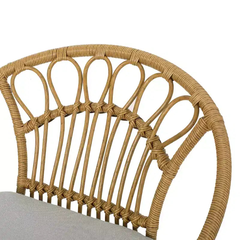 Christopher Knight Home Specter Ensemble de 3 meubles de conversation d'extérieur en osier et verre trempé avec coussins, marron clair/beige