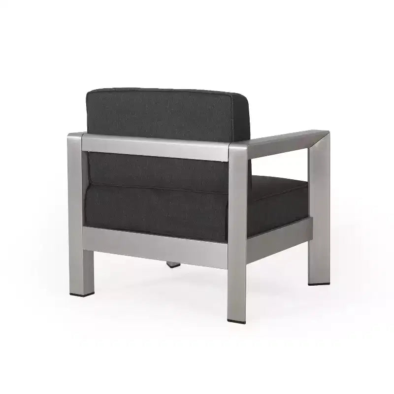 Christopher Knight Home Aviara Ensemble de conversation d'extérieur 3 pièces en aluminium avec table d'appoint en forme de C