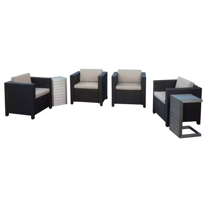 Christopher Knight Home Puerta, salon de jardin 4 places en osier avec 2 tables en C