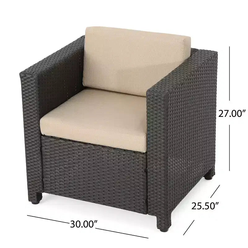Christopher Knight Home Puerta, salon de jardin 4 places en osier avec 2 tables en C