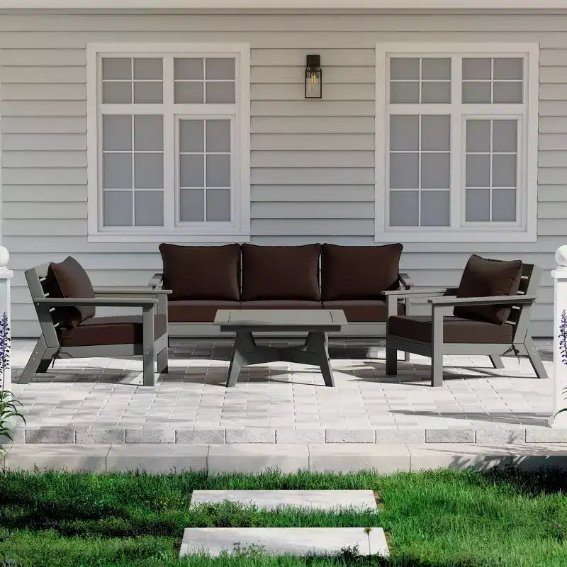 WestinTrends Avalon Salon de Jardin Modulable 6 Pièces, Gris/Marron