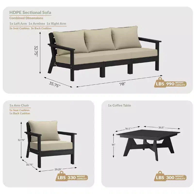 WestinTrends Avalon Salon de Jardin Modulable 6 Pièces, Gris/Marron