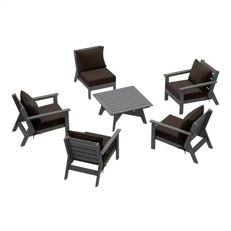 WestinTrends Avalon Salon de Jardin Modulable 6 Pièces, Gris/Marron
