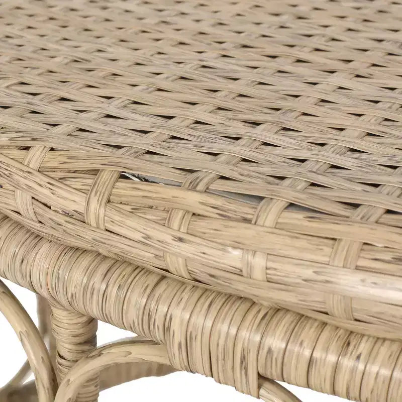 GDFStudio Colmar Causeuse et table basse d'extérieur en osier avec coussins, marron clair/beige