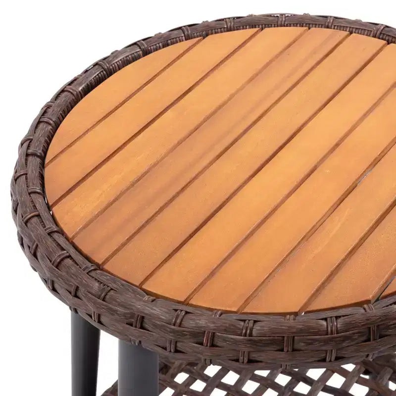 Teamson Home - Ensemble de 3 fauteuils inclinables en osier d'extérieur avec accoudoirs en bois et coussins
