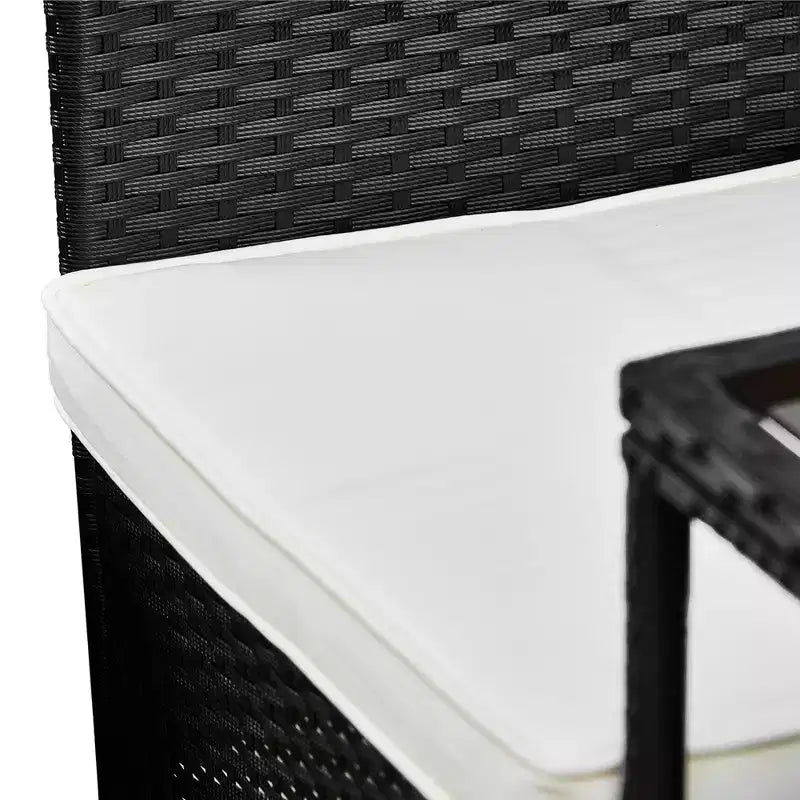 Teamson Home Canapé de jardin en osier avec table et coussins, noir