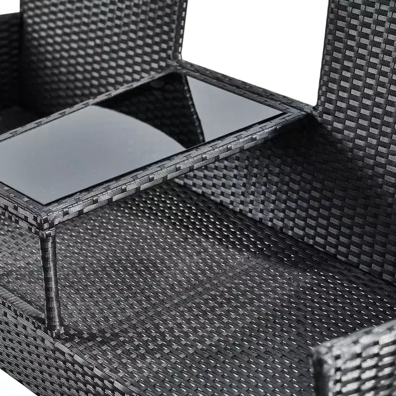 Teamson Home Canapé de jardin en osier avec table et coussins, noir