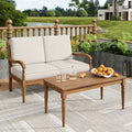 Christopher Knight Home Pendry 2 Piece Outdoor Acacia Wood Chat Set with Water-Resistant Cushions