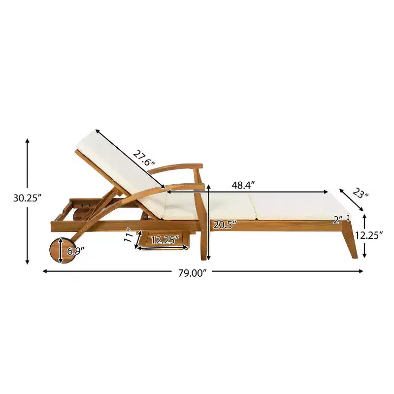 Christopher Knight Home Fred Ensemble de 3 chaises longues réglables et table d'appoint en bois d'acacia pour extérieur