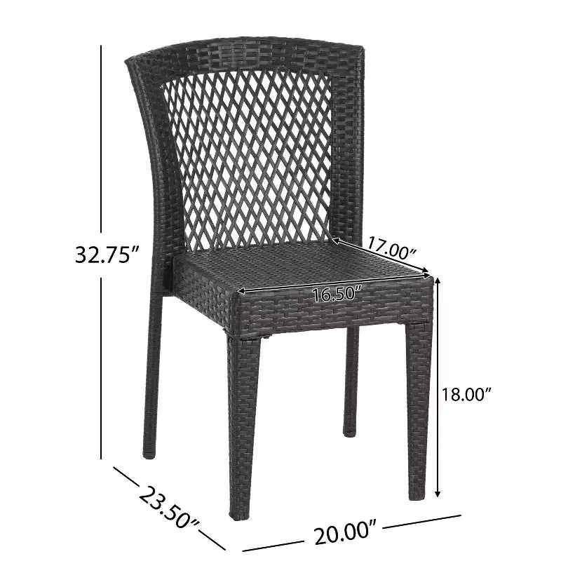 Christopher Knight Home Oleander, ensemble de conversation d'extérieur en osier 3 pièces avec chaises empilables, marron multicouleur