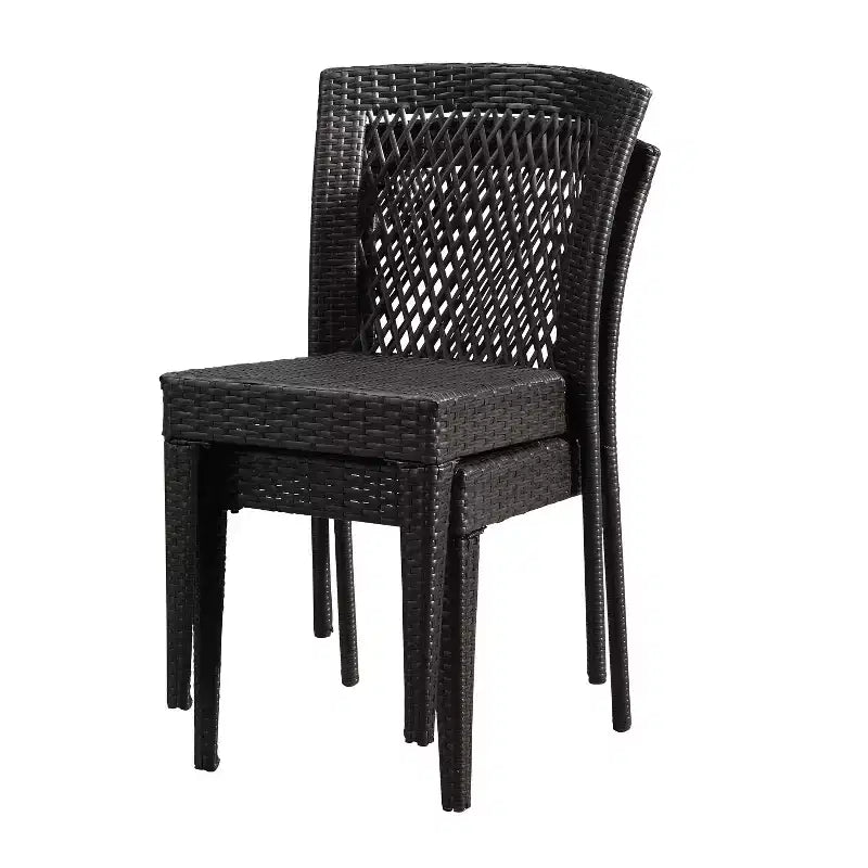 Christopher Knight Home Oleander, ensemble de conversation d'extérieur en osier 3 pièces avec chaises empilables, marron multicouleur