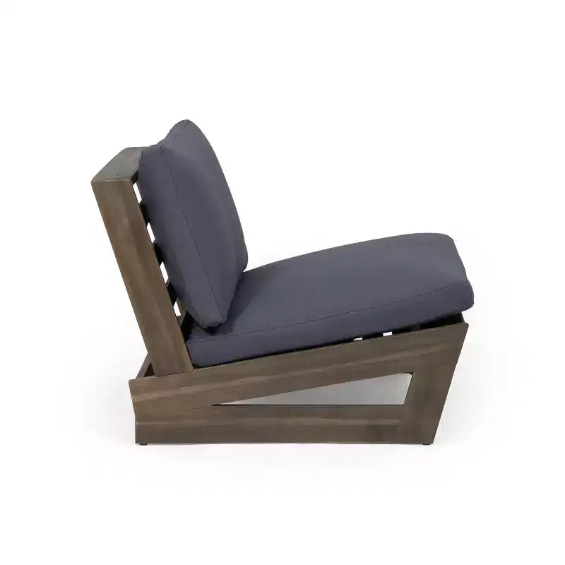 Fauteuils de club d'extérieur en bois d'acacia Christopher Knight Home Sherwood avec coussins et foyer circulaire