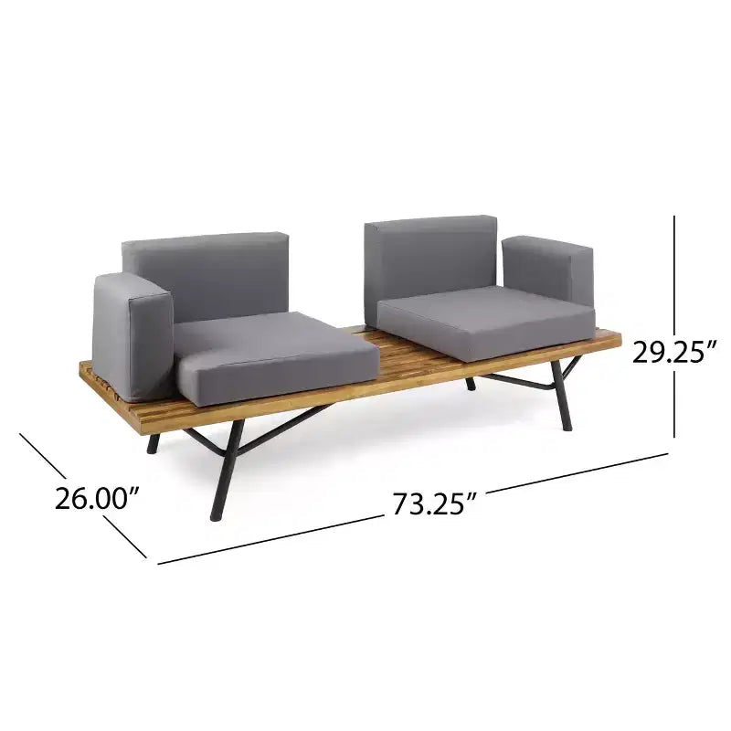 Christopher Knight Home Canoga – Ensemble canapé deux places et table en bois d'acacia avec coussins, pour l'extérieur