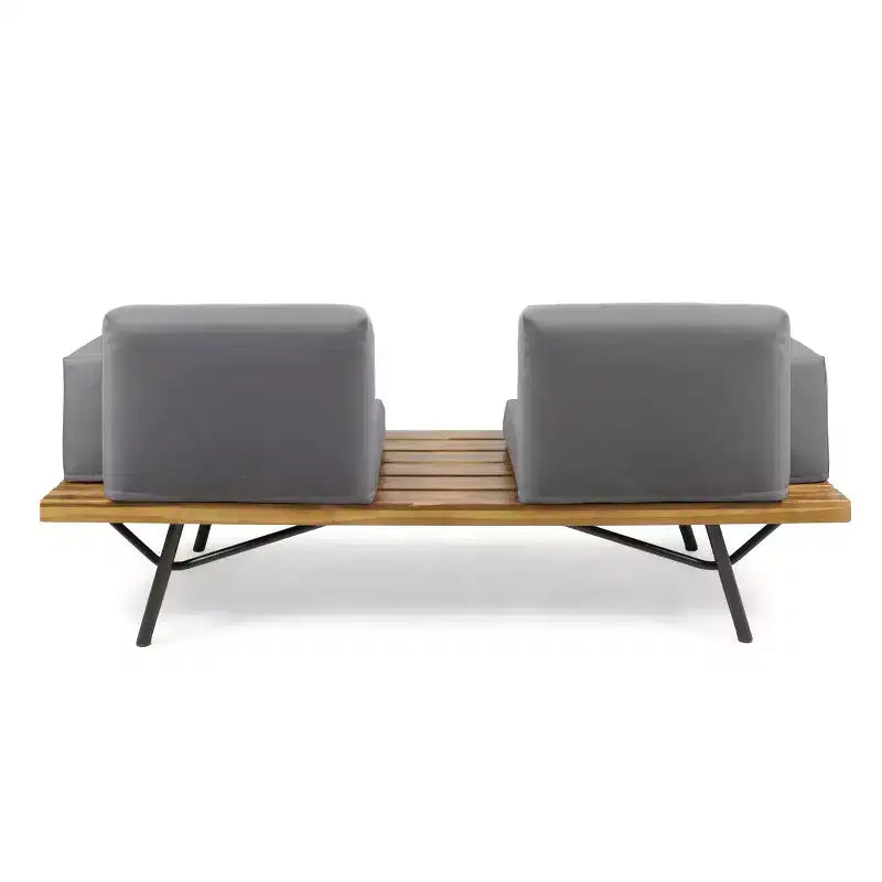 Christopher Knight Home Canoga – Ensemble canapé deux places et table en bois d'acacia avec coussins, pour l'extérieur
