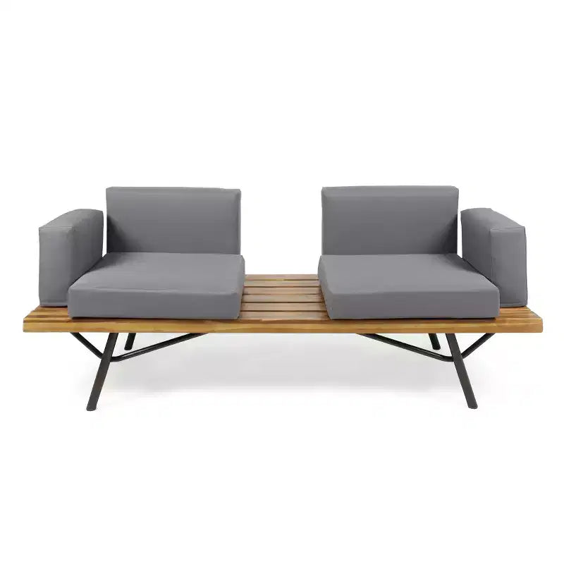 Christopher Knight Home Canoga – Ensemble canapé deux places et table en bois d'acacia avec coussins, pour l'extérieur