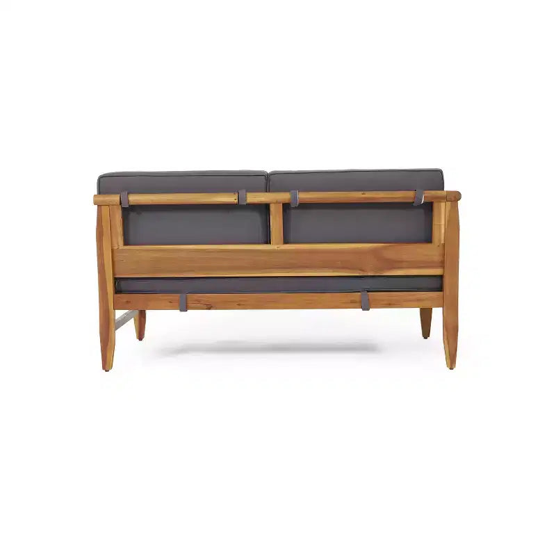 Christopher Knight Home Beate Ensemble canapé d'extérieur rustique en bois d'acacia 2 pièces avec coussins et dossier à lattes ouvertes