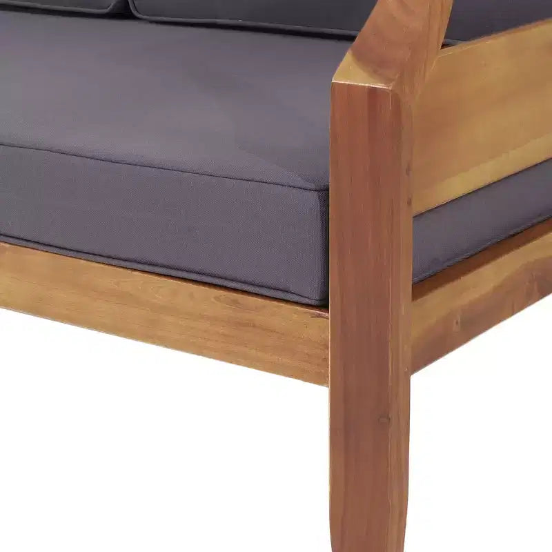 Christopher Knight Home Beate Ensemble canapé d'extérieur rustique en bois d'acacia 2 pièces avec coussins et dossier à lattes ouvertes