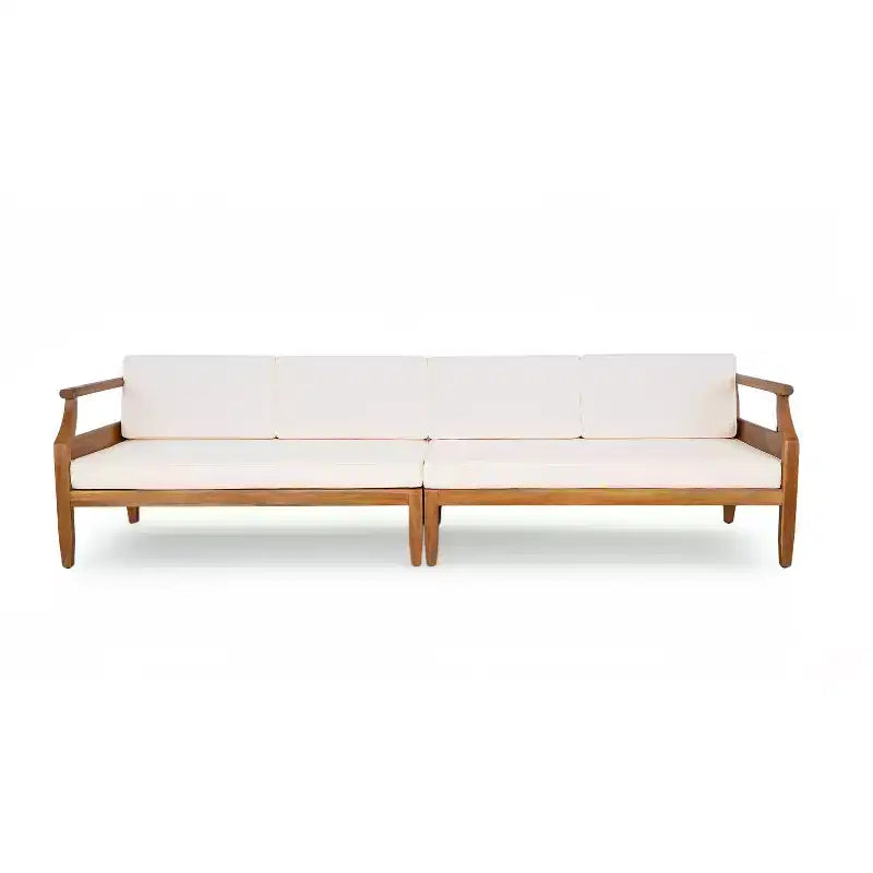 Christopher Knight Home Beate Ensemble canapé d'extérieur rustique en bois d'acacia 2 pièces avec coussins et dossier à lattes ouvertes