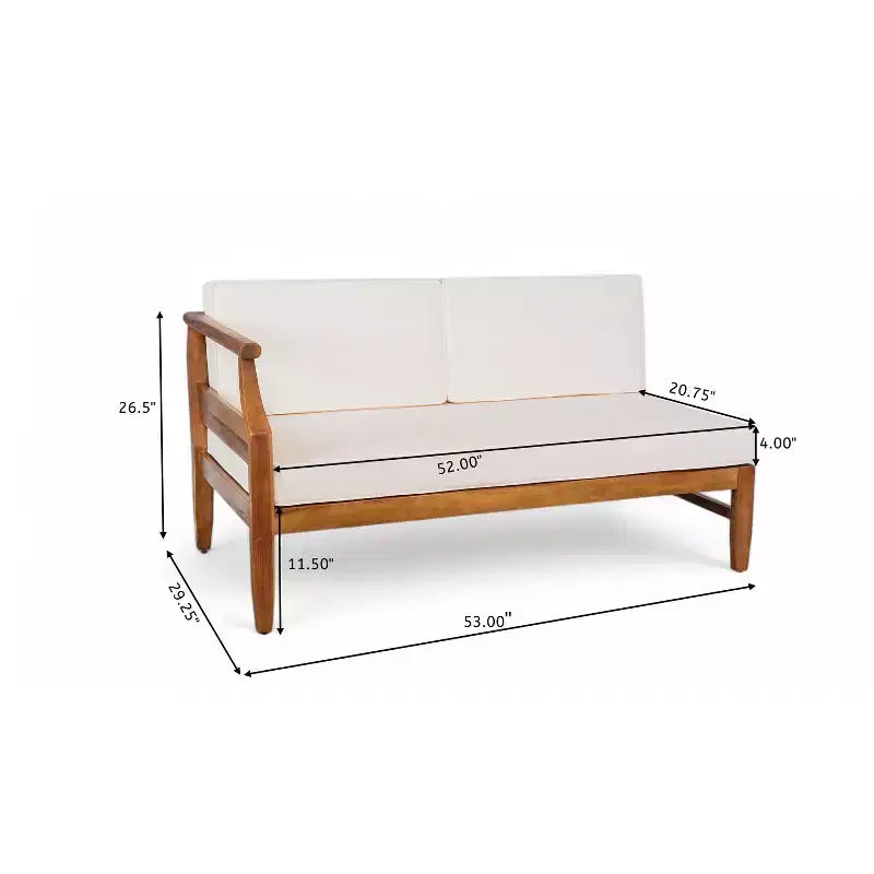 Christopher Knight Home Beate Ensemble canapé d'extérieur rustique en bois d'acacia 2 pièces avec coussins et dossier à lattes ouvertes
