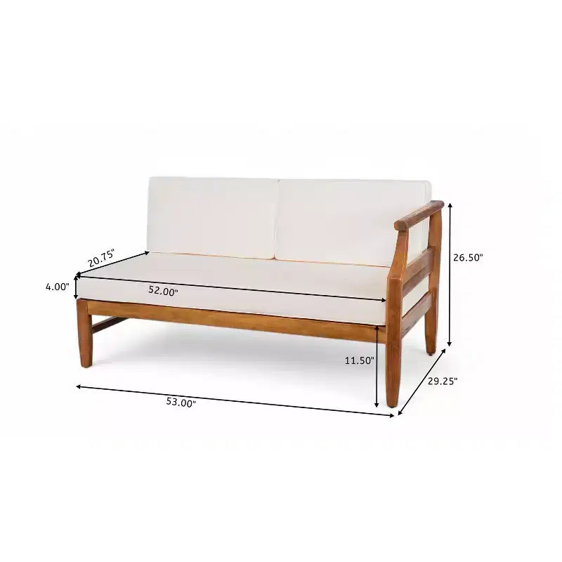 Christopher Knight Home Beate Ensemble canapé d'extérieur rustique en bois d'acacia 2 pièces avec coussins et dossier à lattes ouvertes