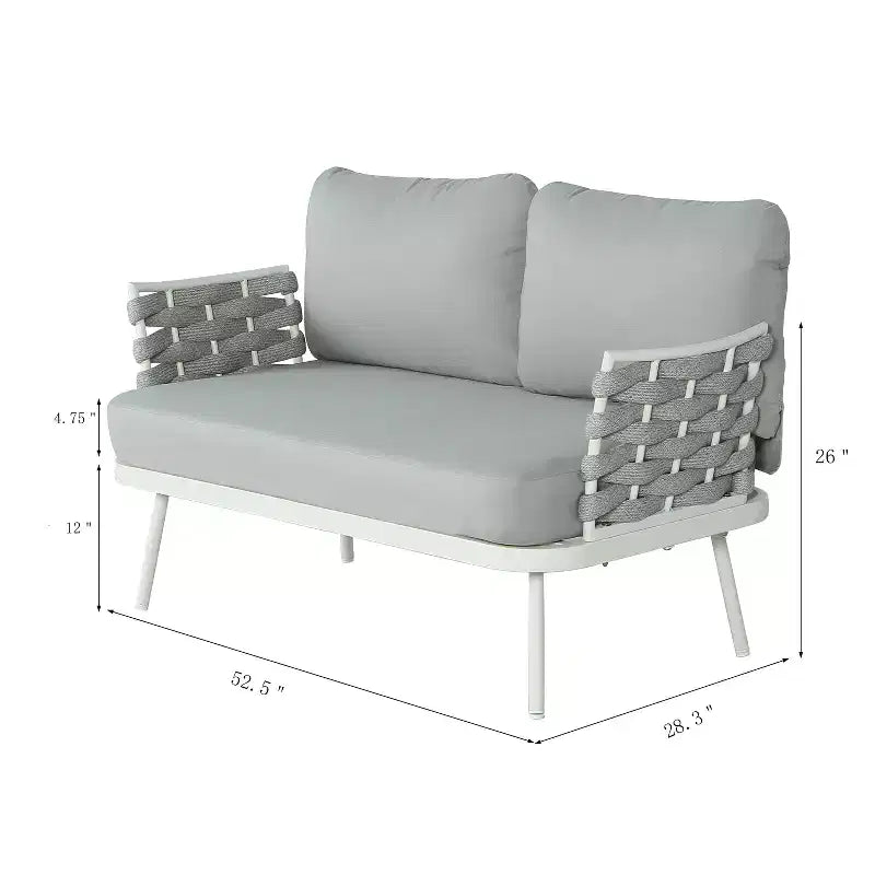 Christopher Knight Home Barbara Table basse moderne en métal et ensemble causeuse rembourrée d'extérieur