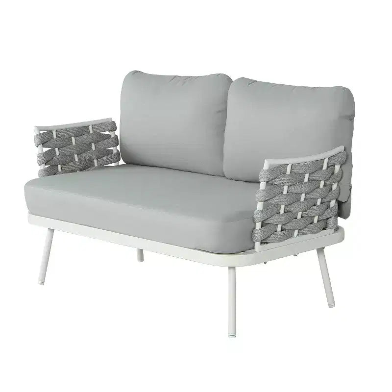 Christopher Knight Home Barbara Table basse moderne en métal et ensemble causeuse rembourrée d'extérieur