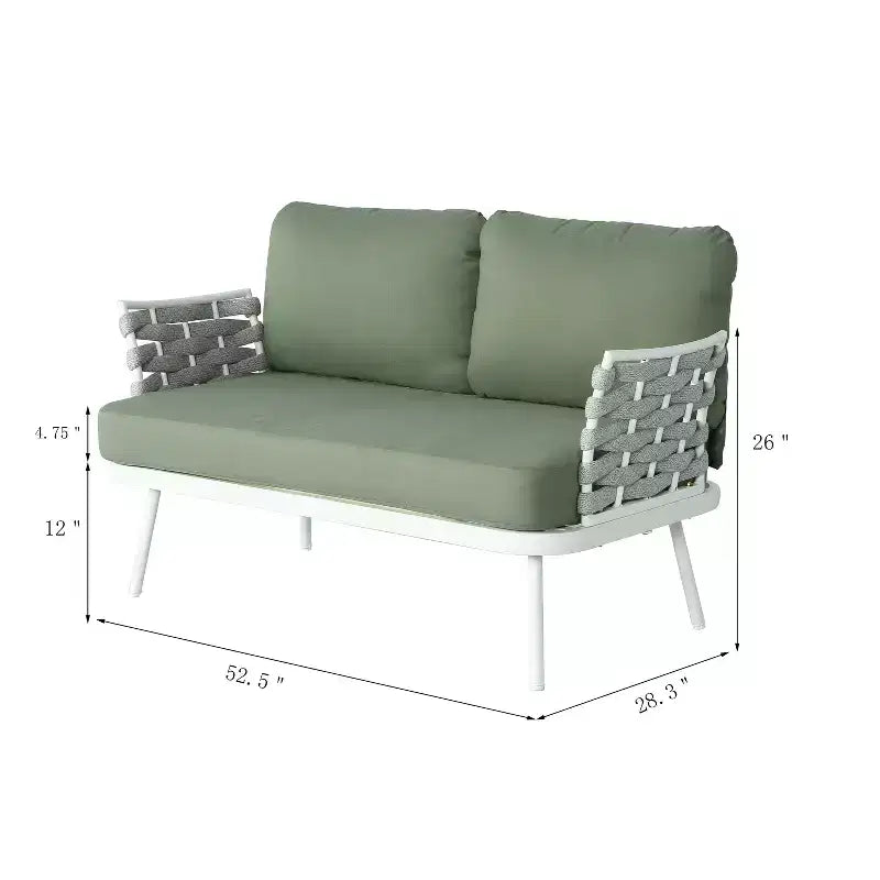 Christopher Knight Home Barbara Table basse moderne en métal et ensemble causeuse rembourrée d'extérieur