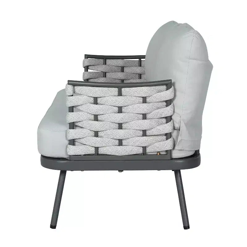 Christopher Knight Home Barbara Table basse moderne en métal et ensemble causeuse rembourrée d'extérieur