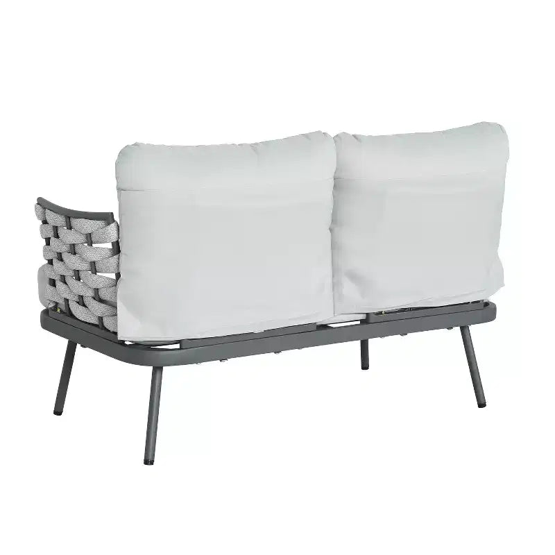 Christopher Knight Home Barbara Table basse moderne en métal et ensemble causeuse rembourrée d'extérieur