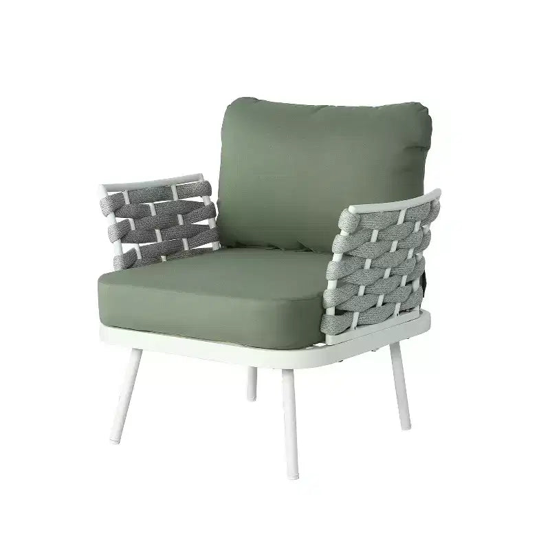 Christopher Knight Home Belle Ensemble de 4 pièces pour patio, moderne, en métal et corde tressée avec table basse