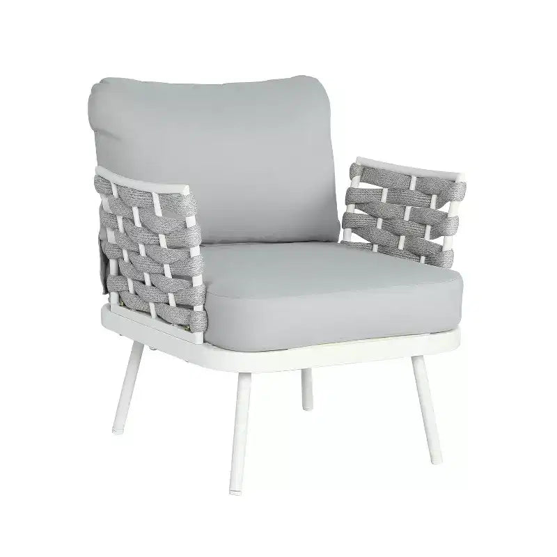 Christopher Knight Home Belle Ensemble de 4 pièces pour patio, moderne, en métal et corde tressée avec table basse