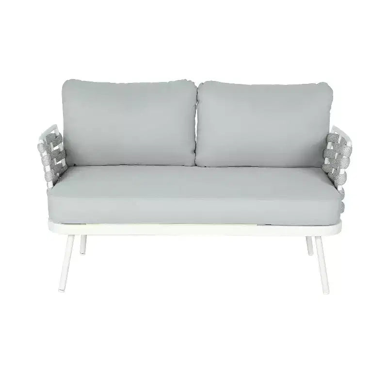 Christopher Knight Home Belle Ensemble de 4 pièces pour patio, moderne, en métal et corde tressée avec table basse