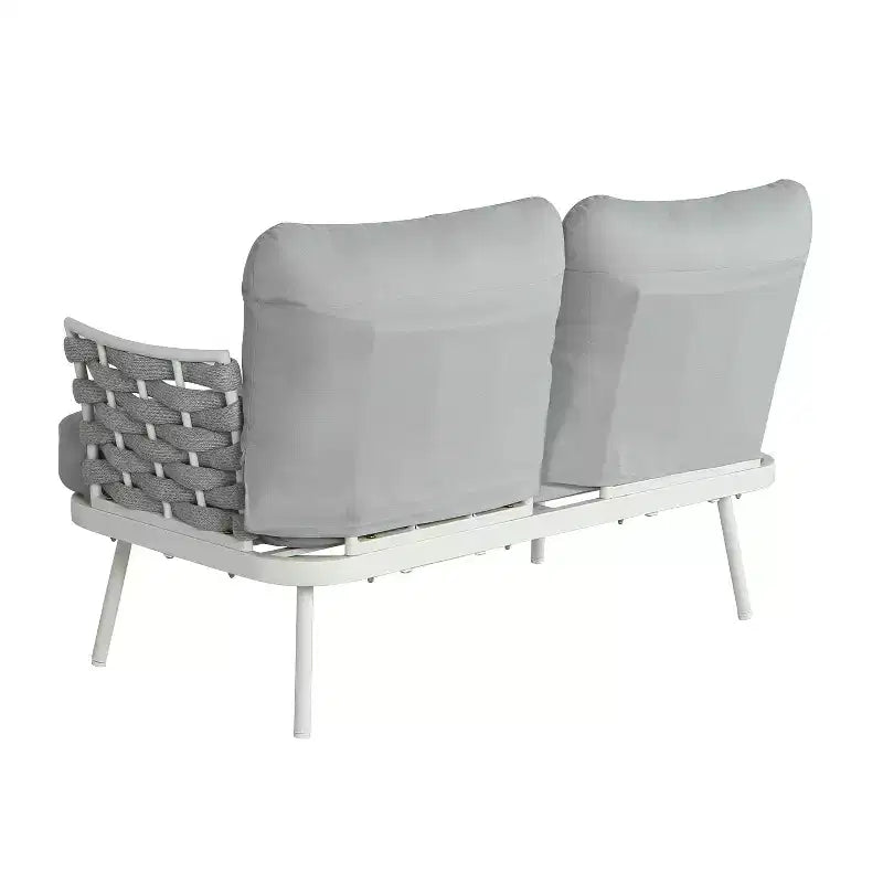 Christopher Knight Home Belle Ensemble de 4 pièces pour patio, moderne, en métal et corde tressée avec table basse