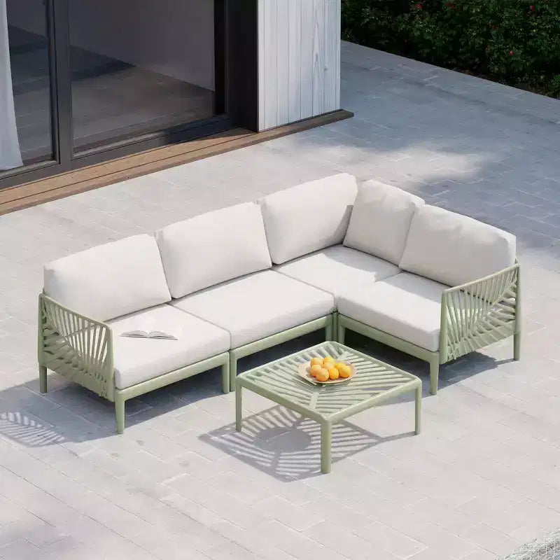 WestinTrends Playa Ensemble modulaire de meubles de terrasse d'angle en résine de polypropylène 4 pièces, vert