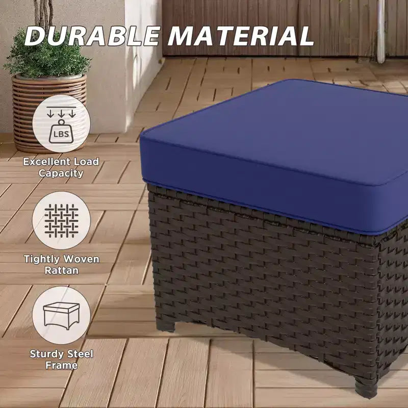 EAGLE PEAK Ensemble de mobilier de jardin en osier 5 pièces Azure Bay, canapé et chaises avec poufs