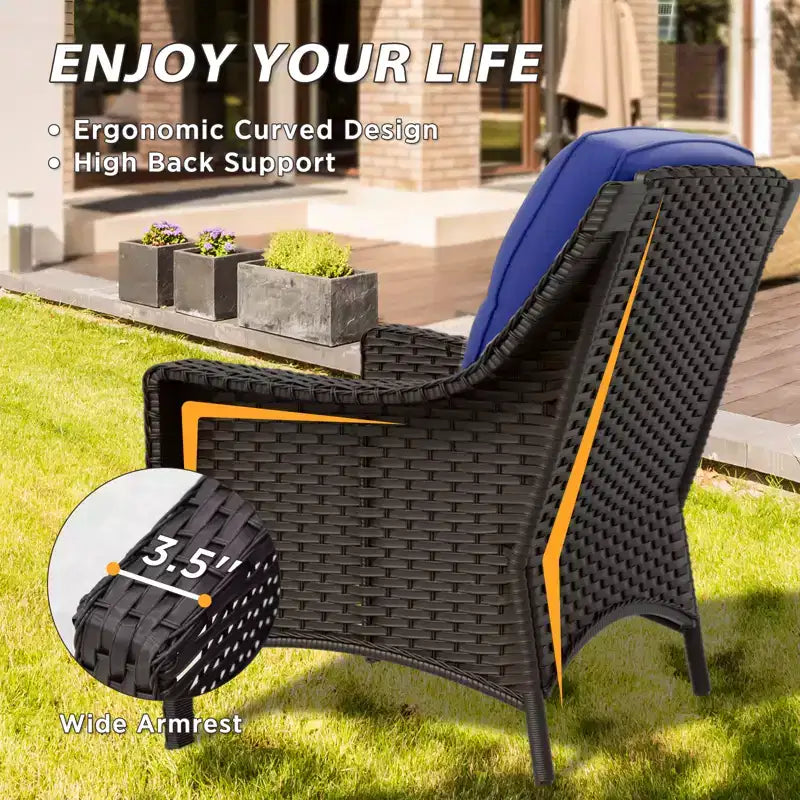 EAGLE PEAK Ensemble de mobilier de jardin en osier 5 pièces Azure Bay, canapé et chaises avec poufs