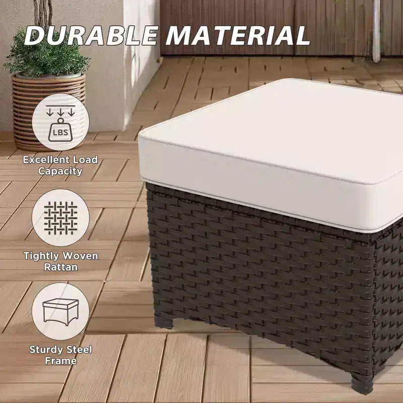 EAGLE PEAK Ensemble de mobilier de jardin en osier 5 pièces Azure Bay, canapé et chaises avec poufs