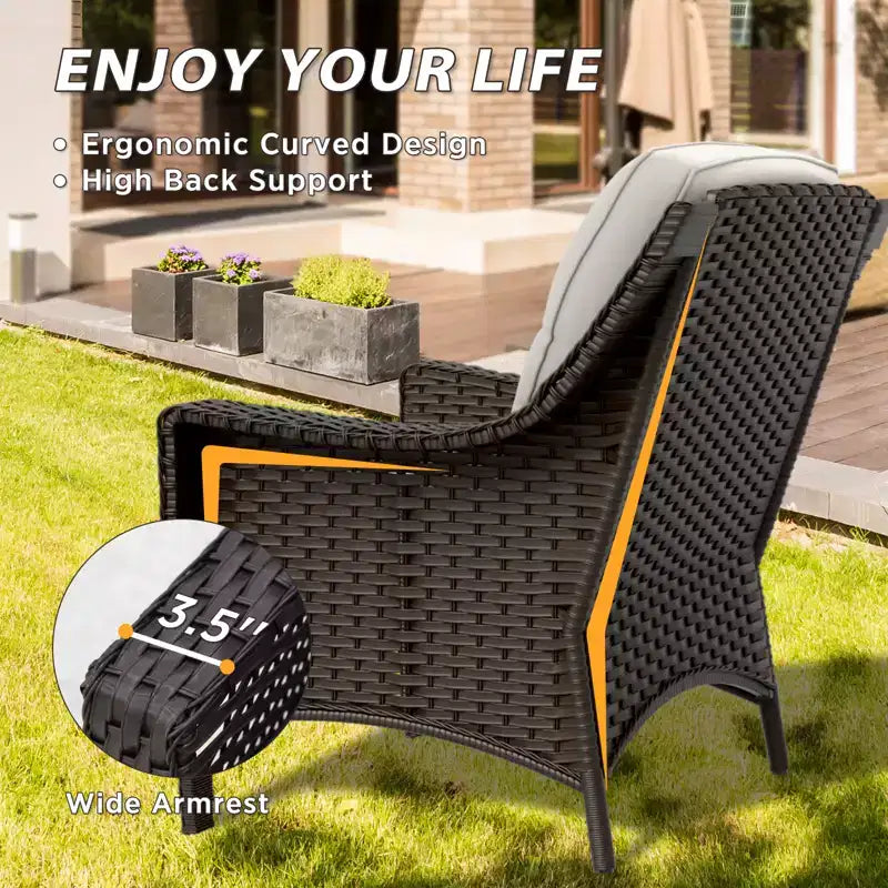EAGLE PEAK Ensemble de mobilier de jardin en osier 5 pièces Azure Bay, canapé et chaises avec poufs