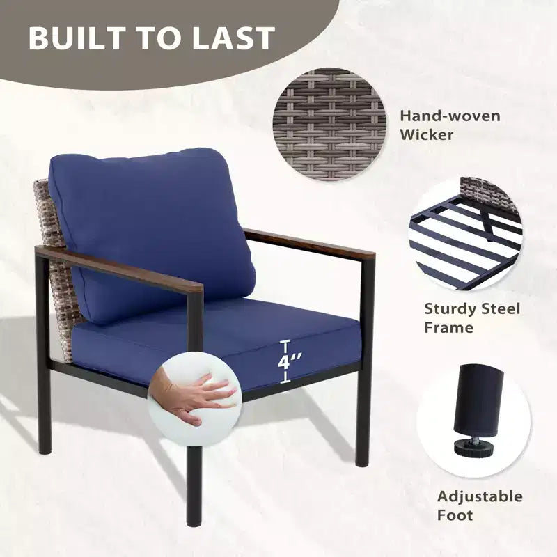 EAGLE PEAK Collection Sunset Dune Ensemble de mobilier d'extérieur moderne, Ensemble de conversation 5 pièces en osier avec coussins
