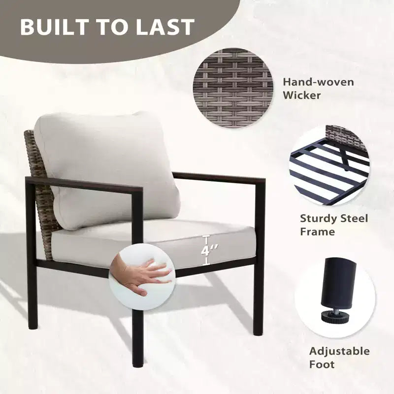 EAGLE PEAK Collection Sunset Dune Ensemble de mobilier d'extérieur moderne, Ensemble de conversation 5 pièces en osier avec coussins