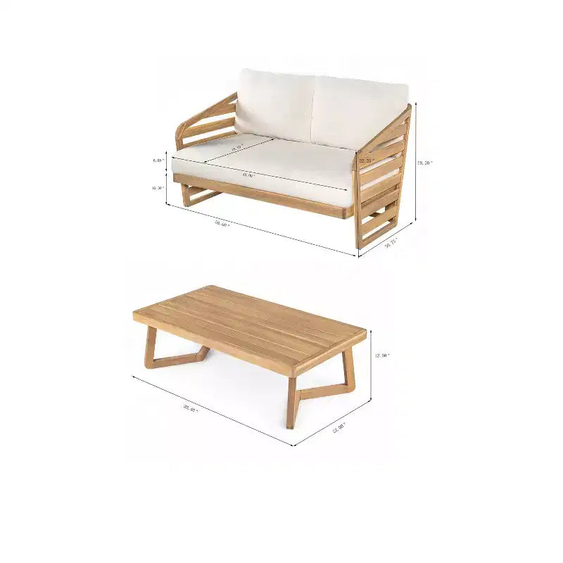 Christopher Knight Home Yantic - Causeuse et table basse d'extérieur modernes en bois d'acacia avec coussins résistants à l'eau
