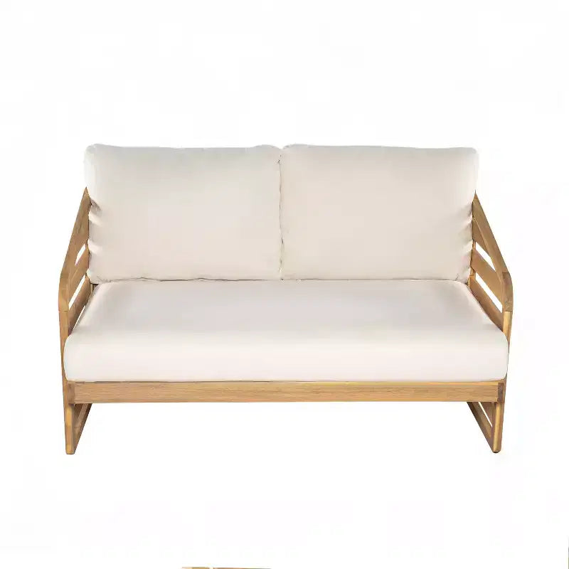 Christopher Knight Home Yantic - Causeuse et table basse d'extérieur modernes en bois d'acacia avec coussins résistants à l'eau
