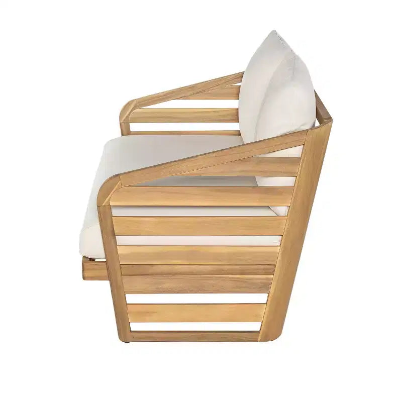 Christopher Knight Home Yantic - Causeuse et table basse d'extérieur modernes en bois d'acacia avec coussins résistants à l'eau