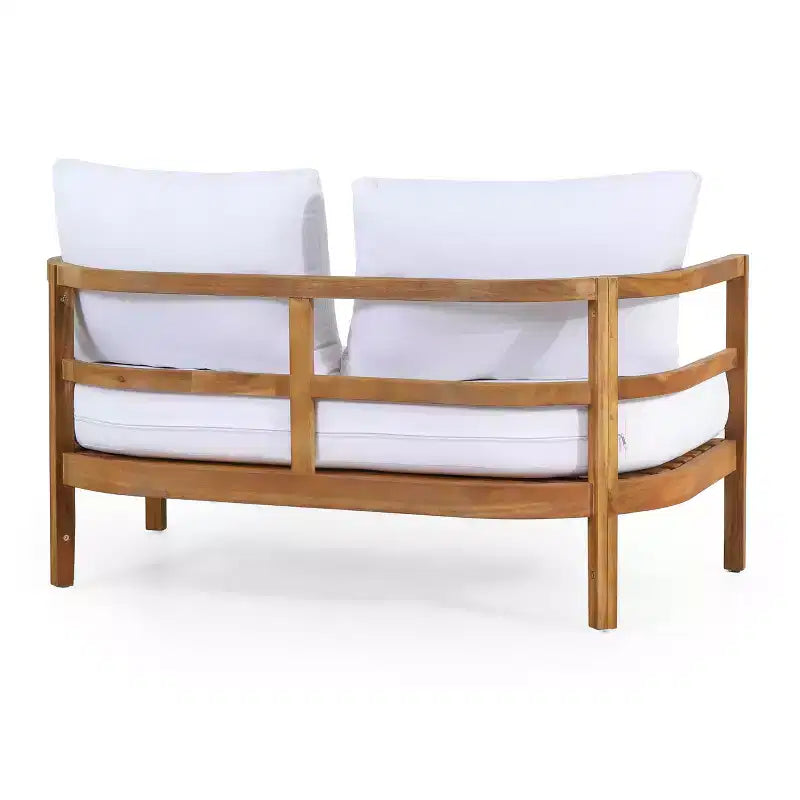 Christopher Knight Home Aggie Salon de jardin 4 places en bois d'acacia avec coussins, teck/blanc