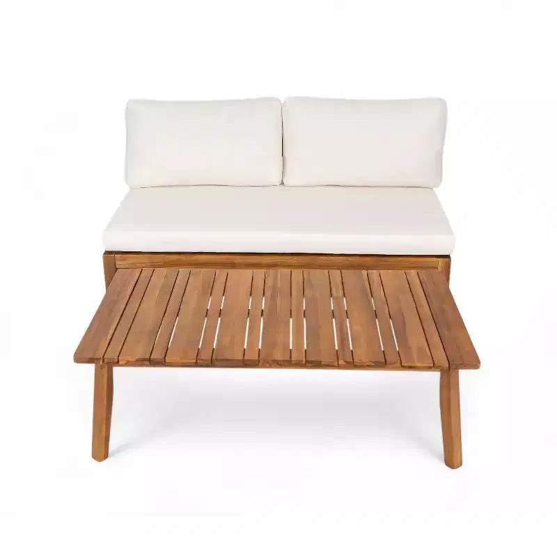 Christopher Knight Home Simms Canapé deux places et table basse en bois d'acacia à lattes pour extérieur