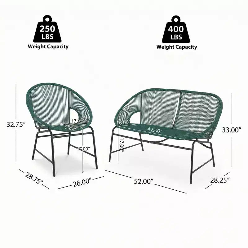 Christopher Knight Home Paoha Ensemble de conversation tissé d'extérieur 3 pièces avec cadre en fer (Table non incluse)