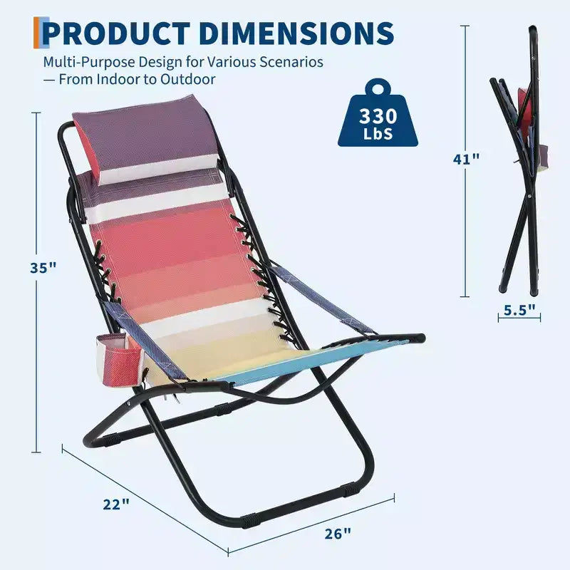 Chaise de camping, Chaise de plage portable, Fauteuil pliant, pour la plage, la cour, le pique-nique, les voyages