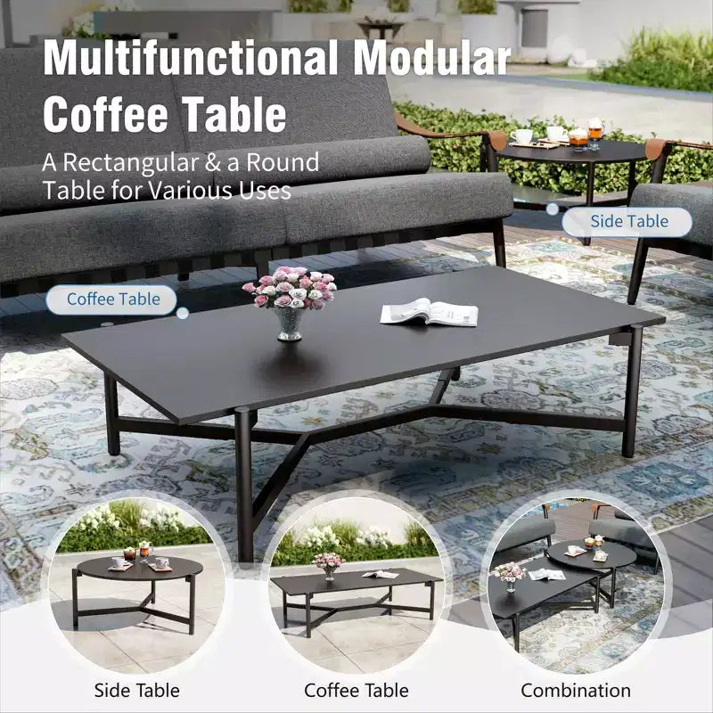 Captiva Designs Canapé d'extérieur surdimensionné moderne de luxe avec coussins très épais et table basse