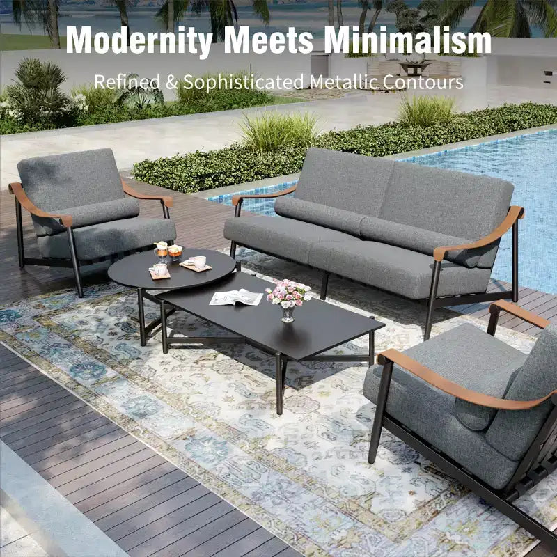Captiva Designs Canapé d'extérieur surdimensionné moderne de luxe avec coussins très épais et table basse